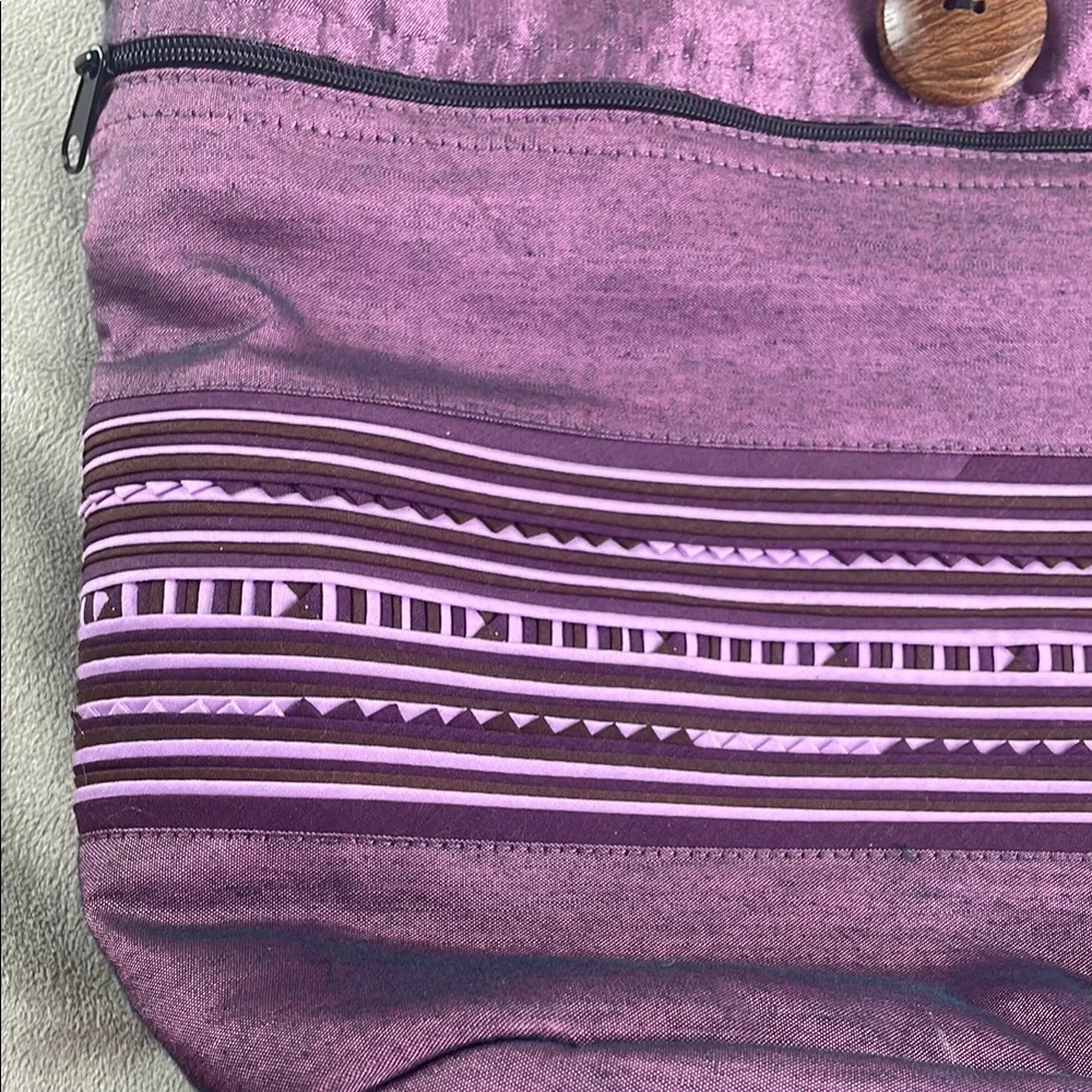 Purple Thailand Fabric Bag Wooden Button Detail